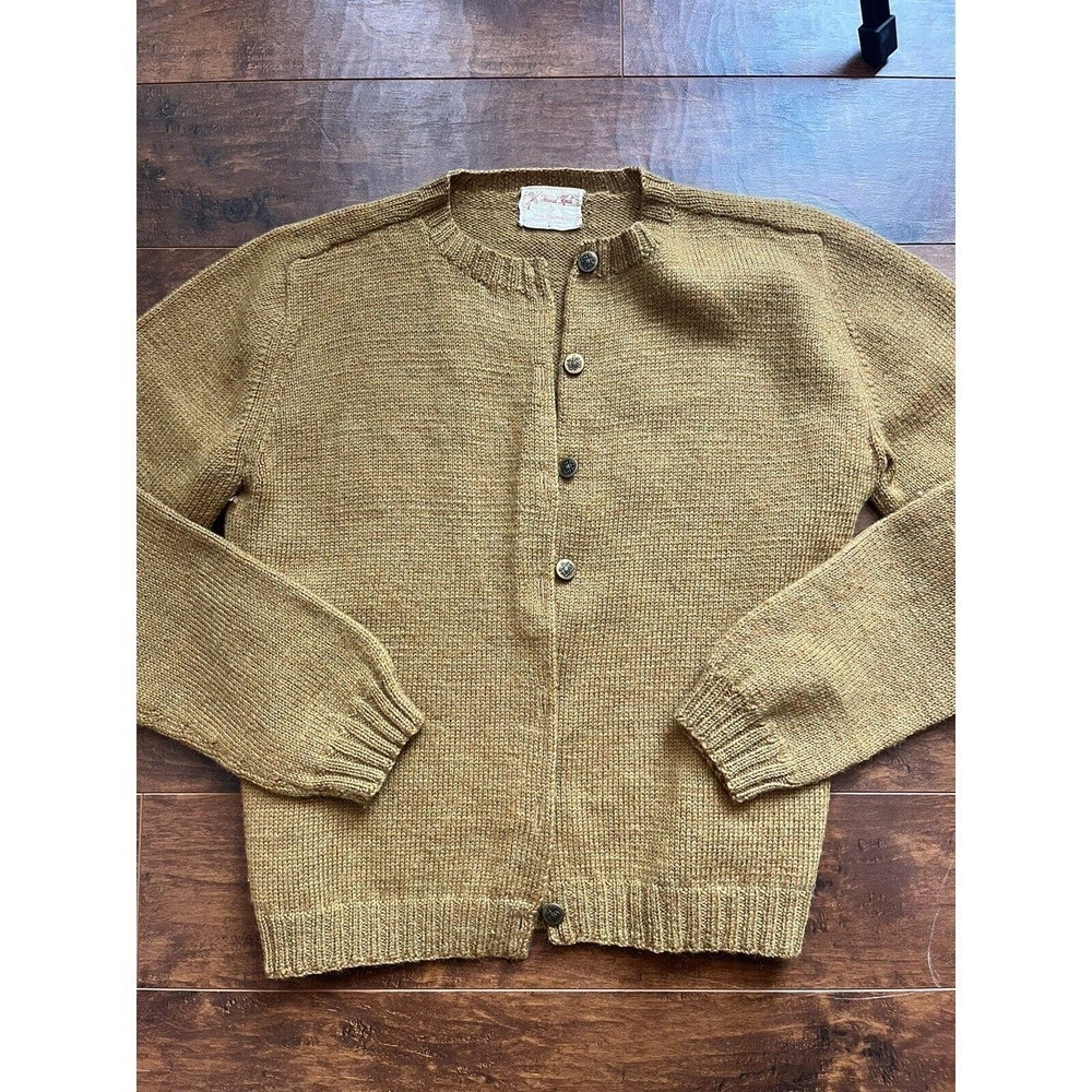 Vintage Hand Knit By Vona Neuman Metal Button Down Cardigan Sweater READ BELOW